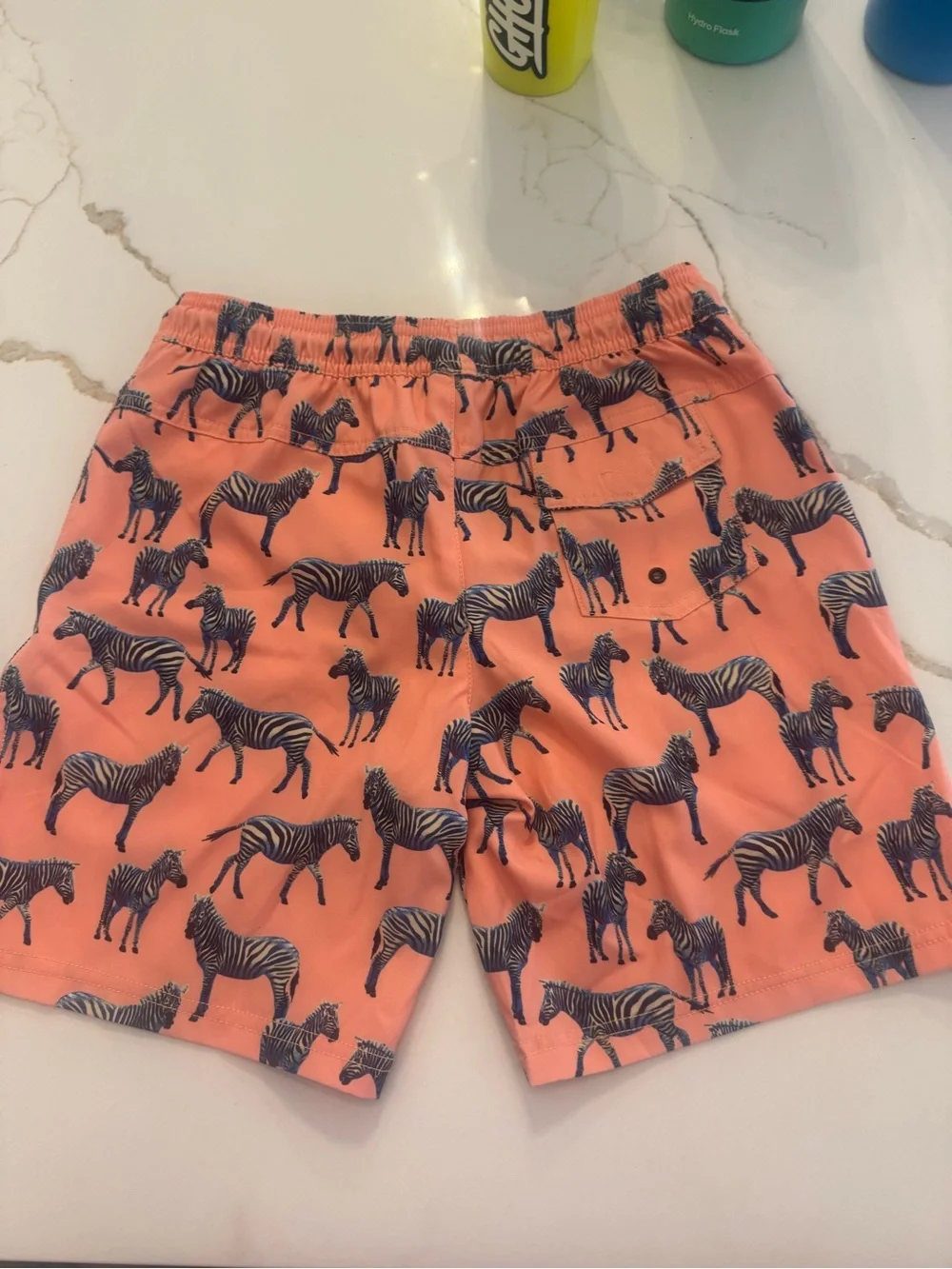 First Wave Coral Swim Shorts with Zebra Print Kids Youth Size 10/12